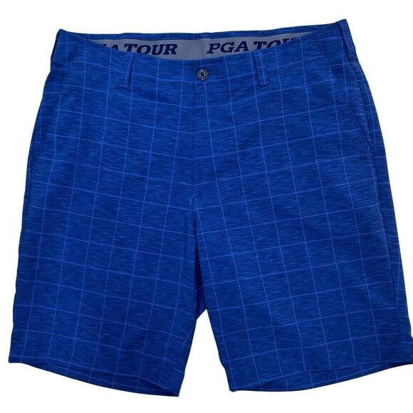 PGA Tour Apparel Chino Performance Golf Shorts Men's Size 34 Blue Flat Front - Picture 2 of 7